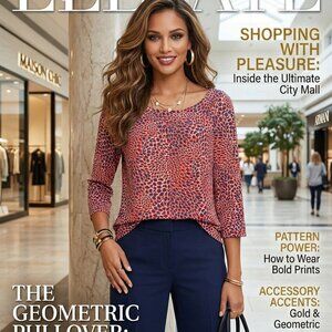 Ruby Rd. Red and Black Abstract Blouse